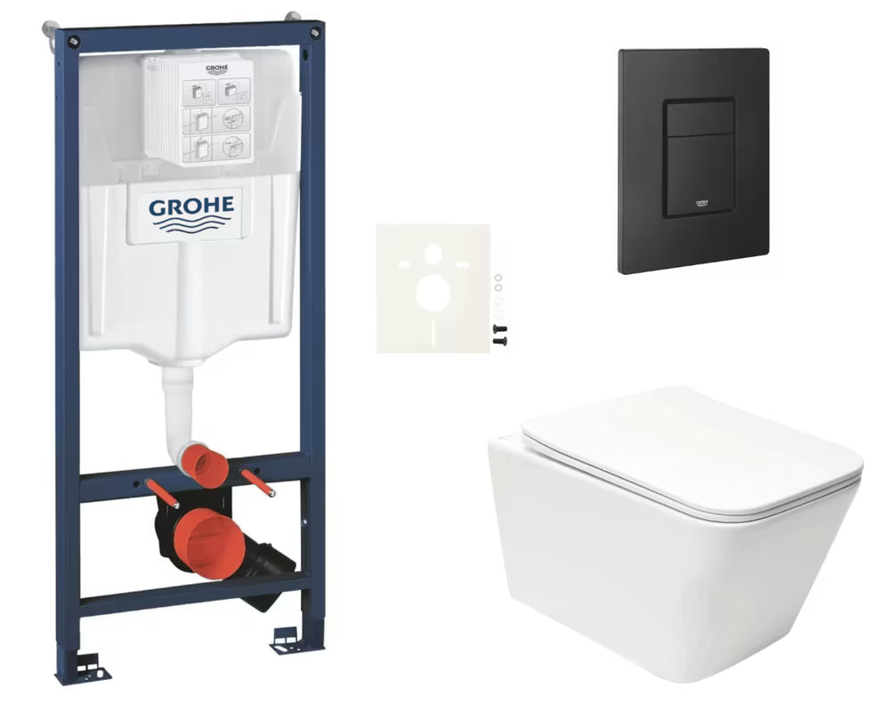 Viseći WC set SAT Infinitio s instalacijskim modulom Grohe Rapid SL, tipkom Even i sjedalom sa sporim spuštanjem
