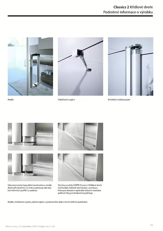 Tuš vrata Hüppe Classics 2 za nišu 120x200 cm s prozirnim sigurnosnim staklom i kromiranim profilima.