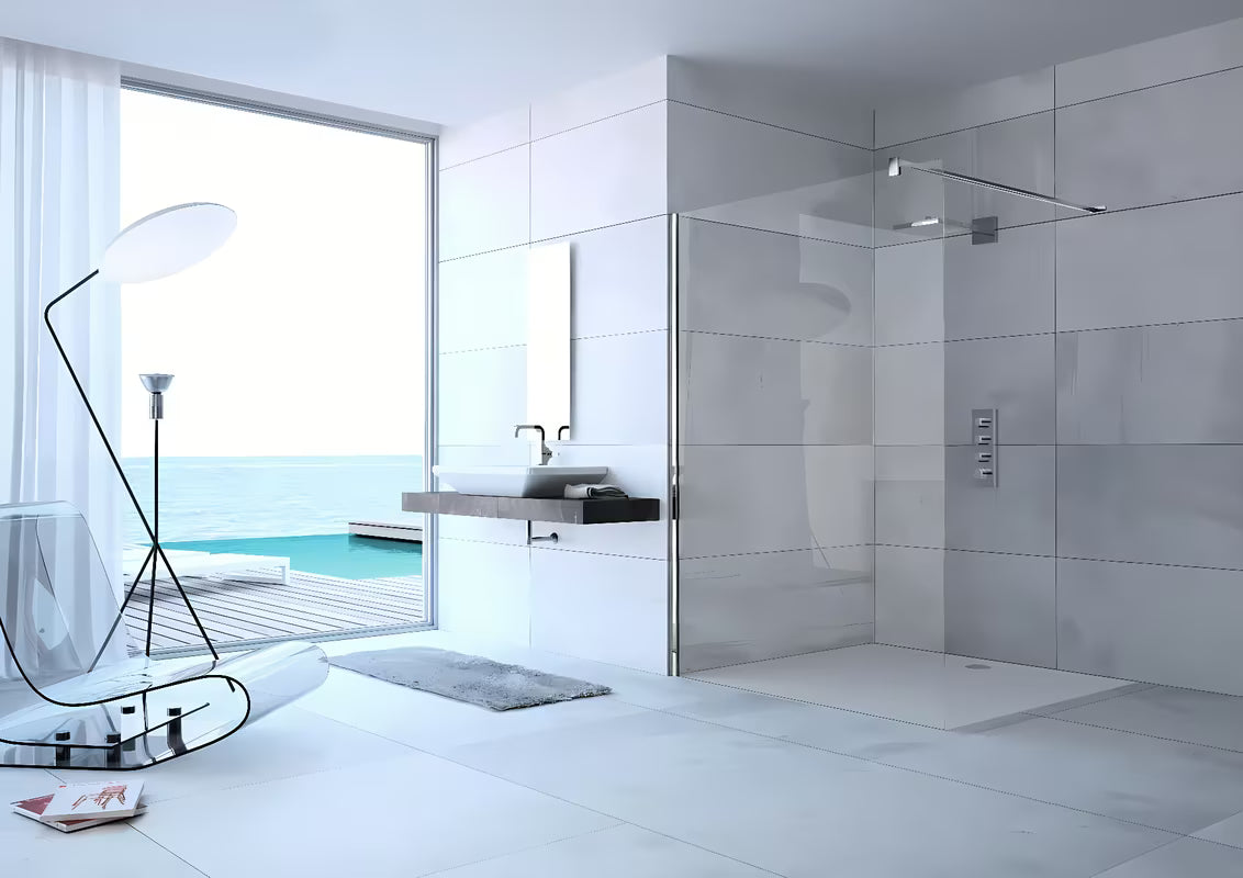 Tuš stijena Walk-In Hüppe Design pure 90 cm, sjajni krom, prozirno staklo