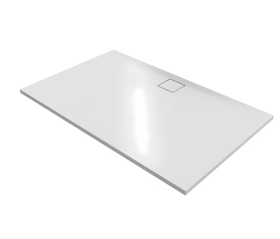Bijela mat pravokutna tuš kada Hüppe easyflat 180x90 cm od lijevanog mramora s niskim profilom