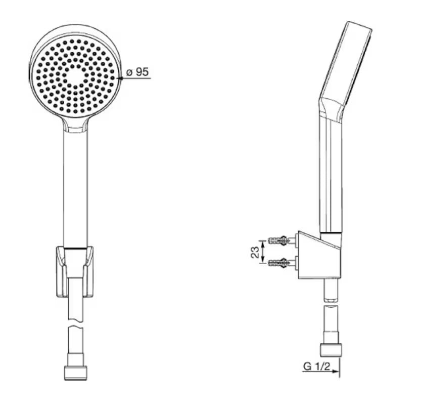 Hansa Basicjet set za kadu u krom izvedbi s ručnim tušem, crijevom 1500 mm i zidnim držačem