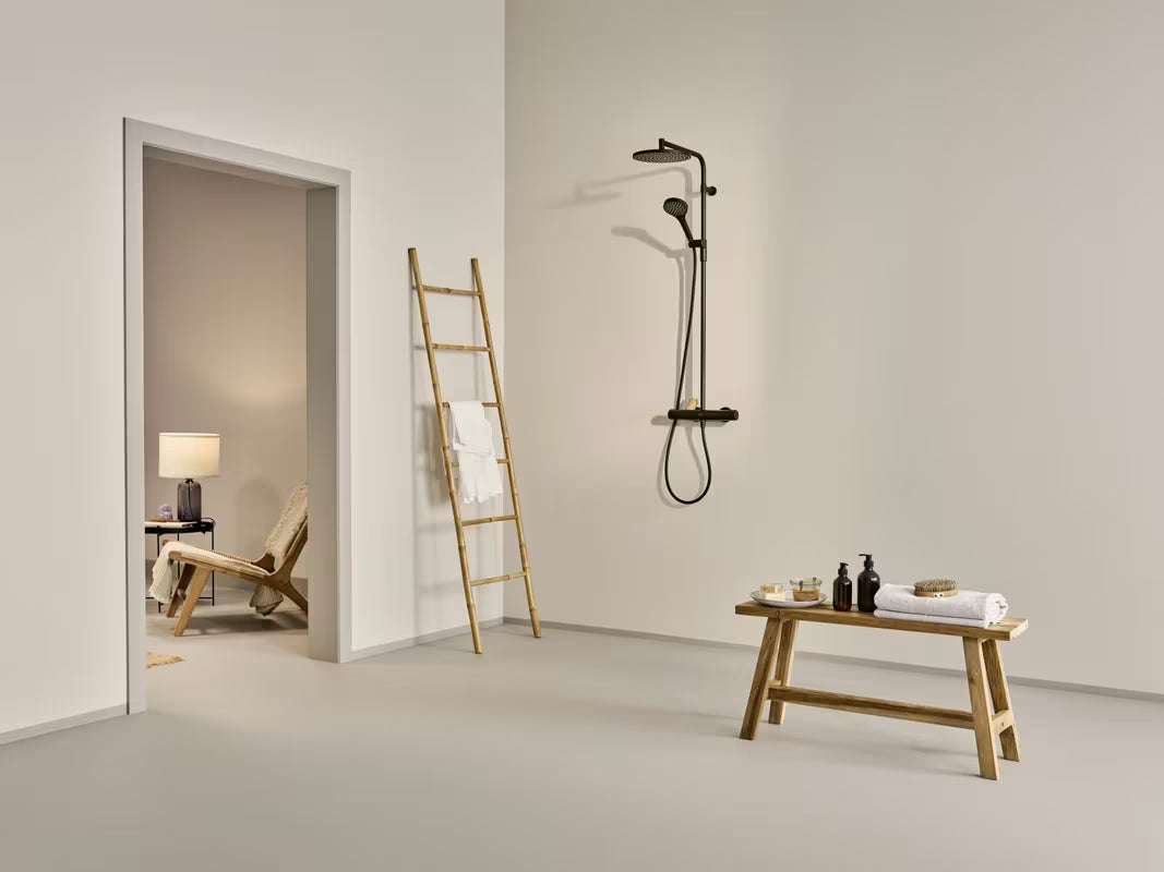 Hansa Viva tuš sustav s termostatskom miješalicom u crnoj mat boji