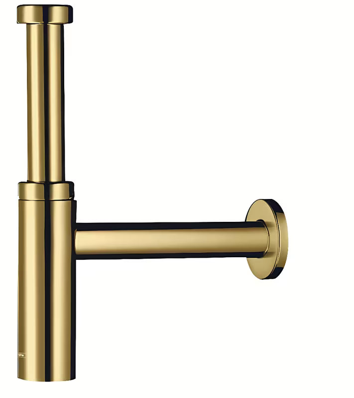 Sifon za Umivaonik Hansgrohe Flowstar S u sjajnoj zlatnoj boji s modernim pravokutnim dizajnom