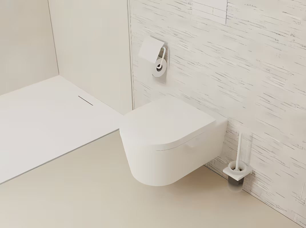 Zidna ČETKA za Wc hansgrohe addstoris u mat bijeloj boji s držačem od metala i sa staklenom posudom.
