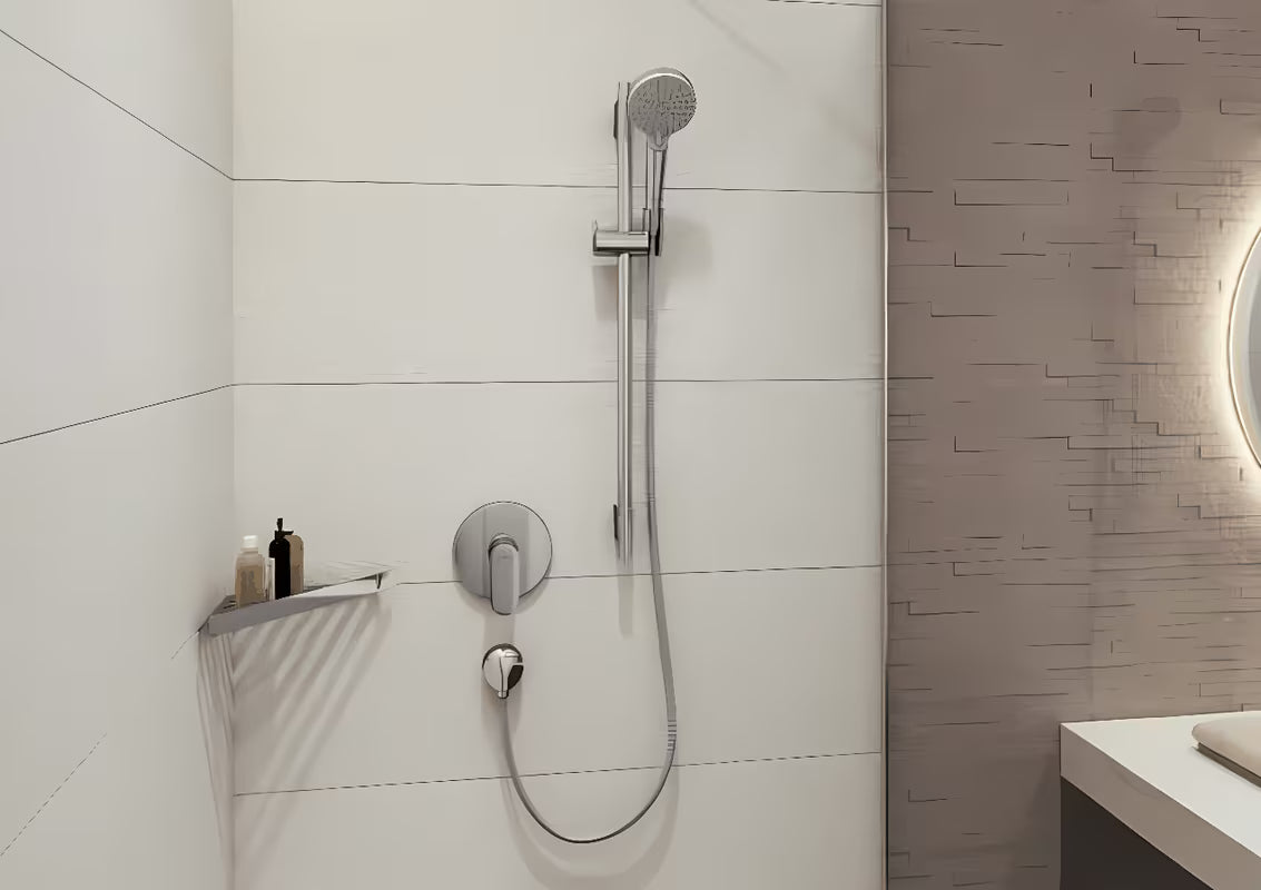 Kromirana kutna polica hansgrohe addstoris od nehrđajućeg čelika pro zidna montaža u tuševi