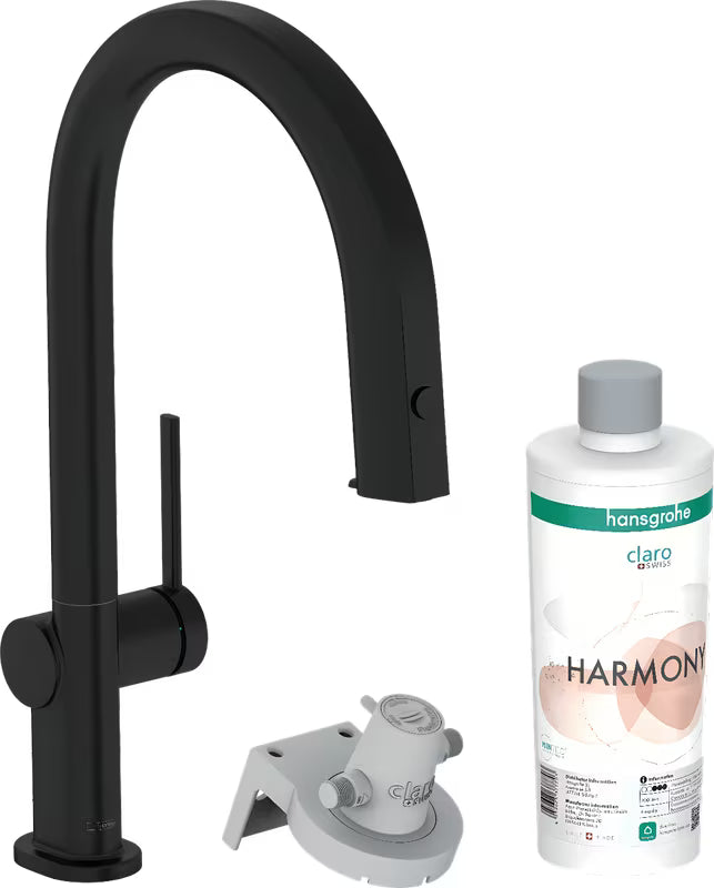 Hansgrohe Aqittura miješalica za sudoper s filtrom u mat crnoj boji s izvlačnim izljevom