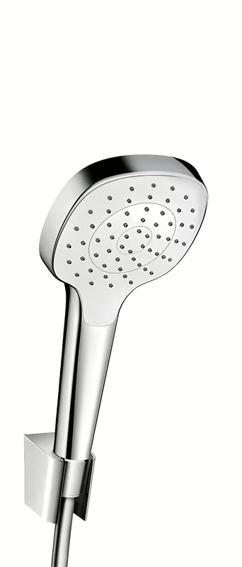 Hansgrohe Croma Select tuš set u bijeloj i krom izvedbi s ručnim tušem, crijevom i držačem
