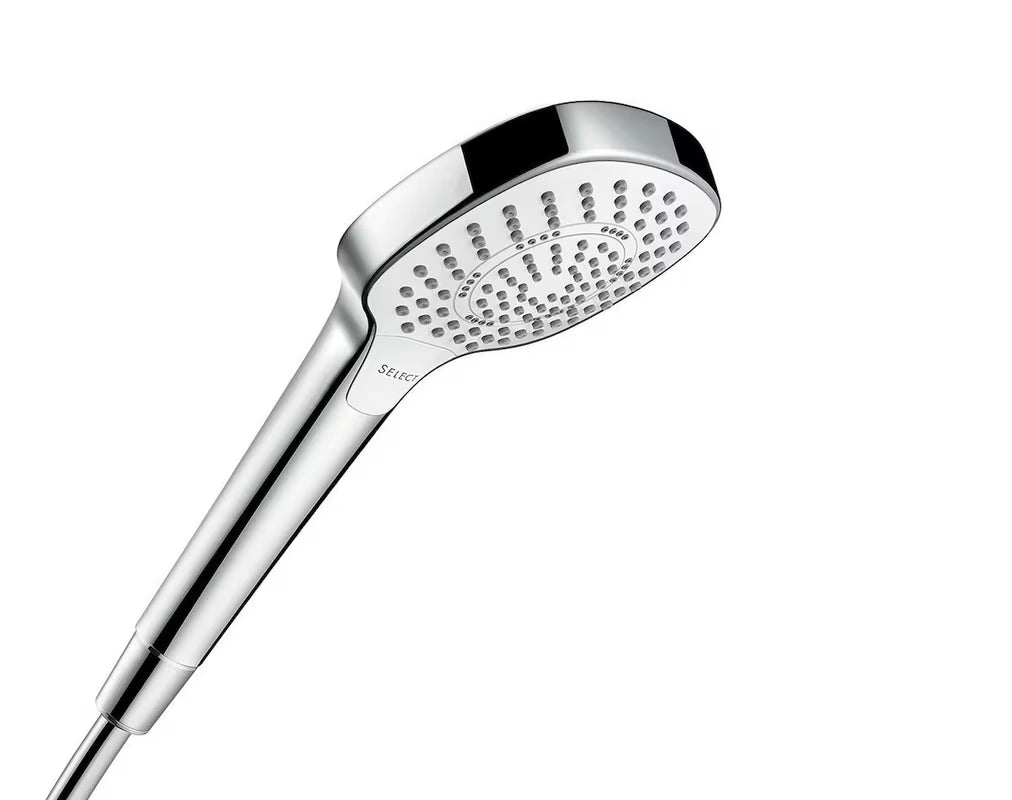 Hansgrohe Croma Select E tuš set u bijeloj i krom izvedbi s ručnim tušem i šipkom Unica