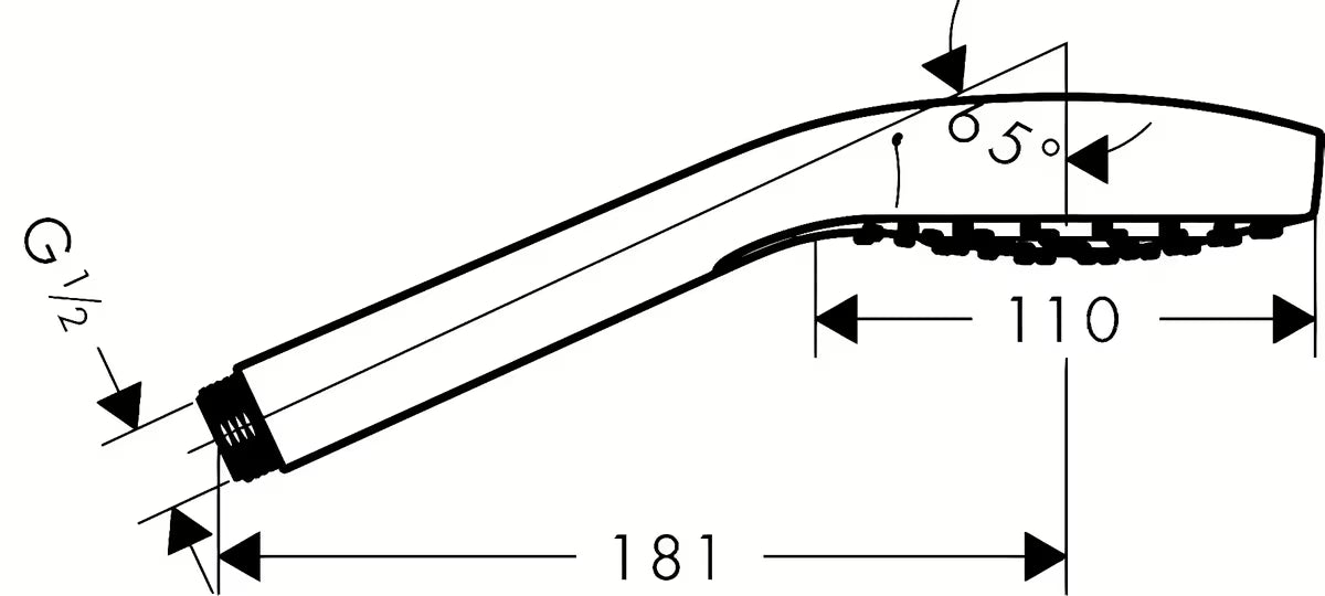 Ručni tuš Hansgrohe Croma Select S u bijeloj i kromiranoj boji s mlazom Rain i promjerom 110 mm.