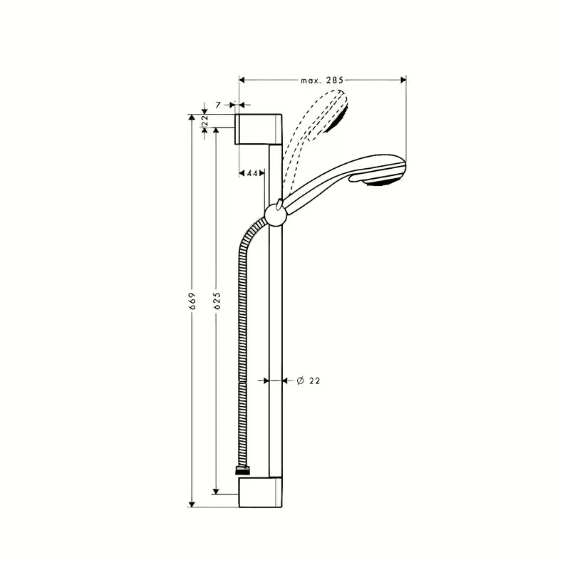 Hansgrohe Crometta 85 tuš set u izvedbi chrome s ručnim tušem, šipkom, crijevom i klizačem