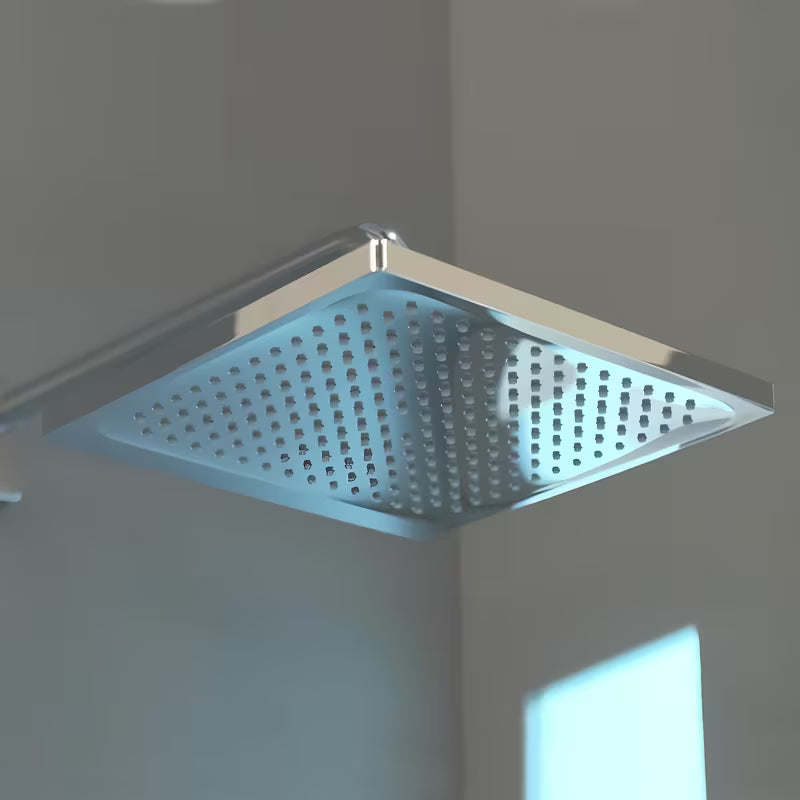 Nadglavni tuš Hansgrohe Crometta E 240 u krom izvedbi s mlazom Rain i četvrtastom glavom 240 × 240 mm.