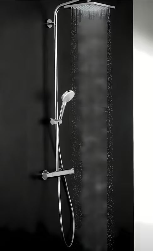 Hansgrohe Crometta E tuš sustav s termostatskom miješalicom u krom izvedbi s nadglavnim i ručnim tušem