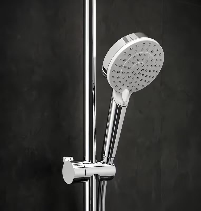 Hansgrohe Crometta E tuš sustav s termostatskom miješalicom u krom izvedbi s nadglavnim i ručnim tušem