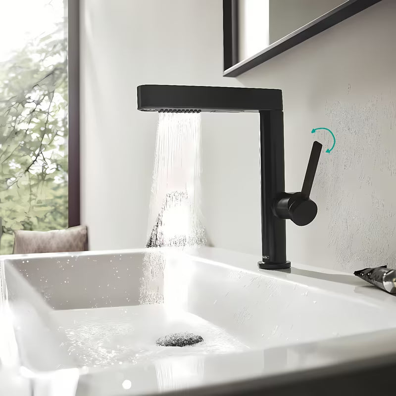 Hansgrohe Finoris miješalica za umivaonik u crnoj mat izvedbi s izvlačivim tušem