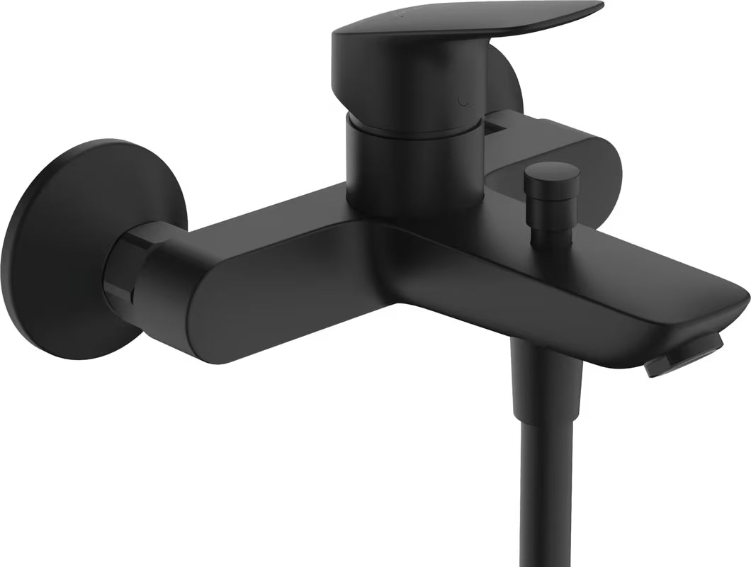 Zidna jednoručna baterija miješalica za kadu Hansgrohe Logis u mat crnoj boji