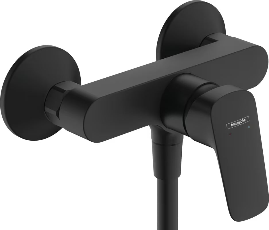 Zidna jednoručna baterija miješalica za tuš Hansgrohe Logis u mat crnoj boji bez tuš seta.