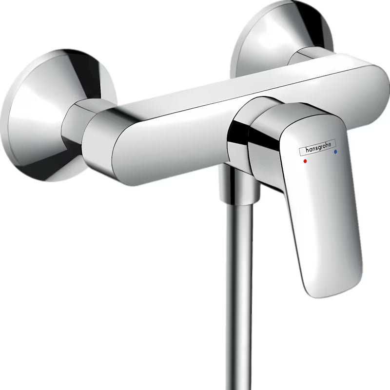 Zidna jednoručna baterija miješalica za tuš hansgrohe Logis u izvedbi chrome pro priključak ručni tuševi.