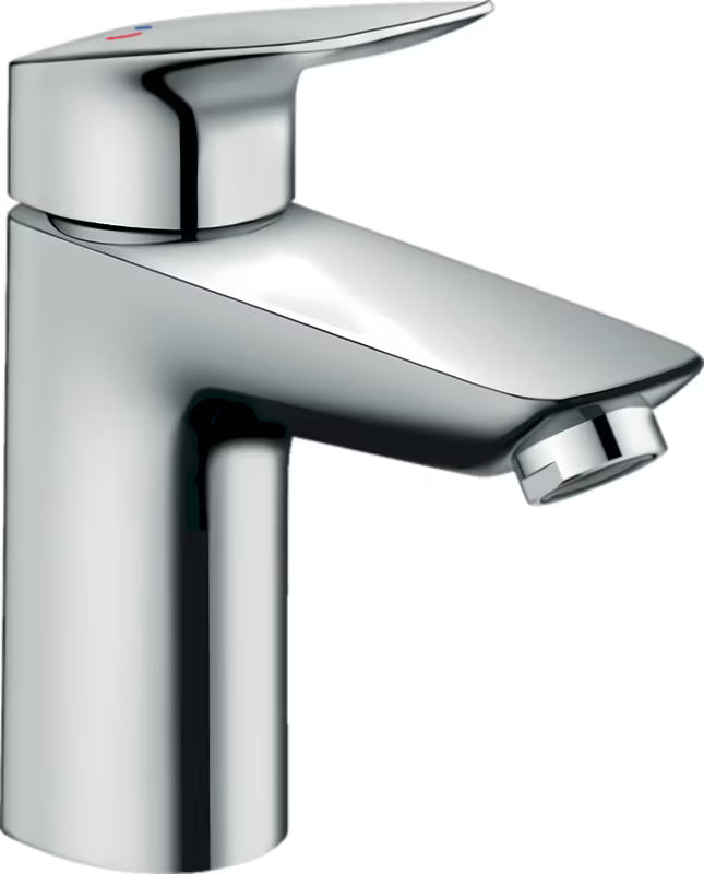 Kromirana jednoručna baterija miješalica za umivaonik hansgrohe Logis 100 CoolStart s odvodom i ergonomskom ručicom.