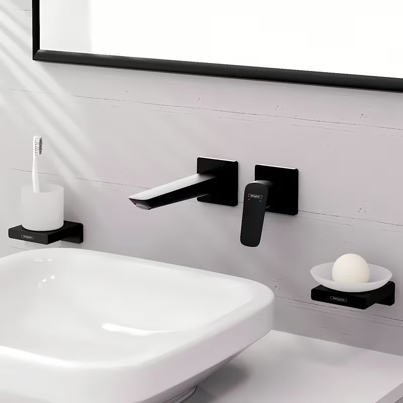 Hansgrohe Logis podžbukna jednoručna baterija miješalica za umivaonik u mat crnoj boji s odvodnom garniturom