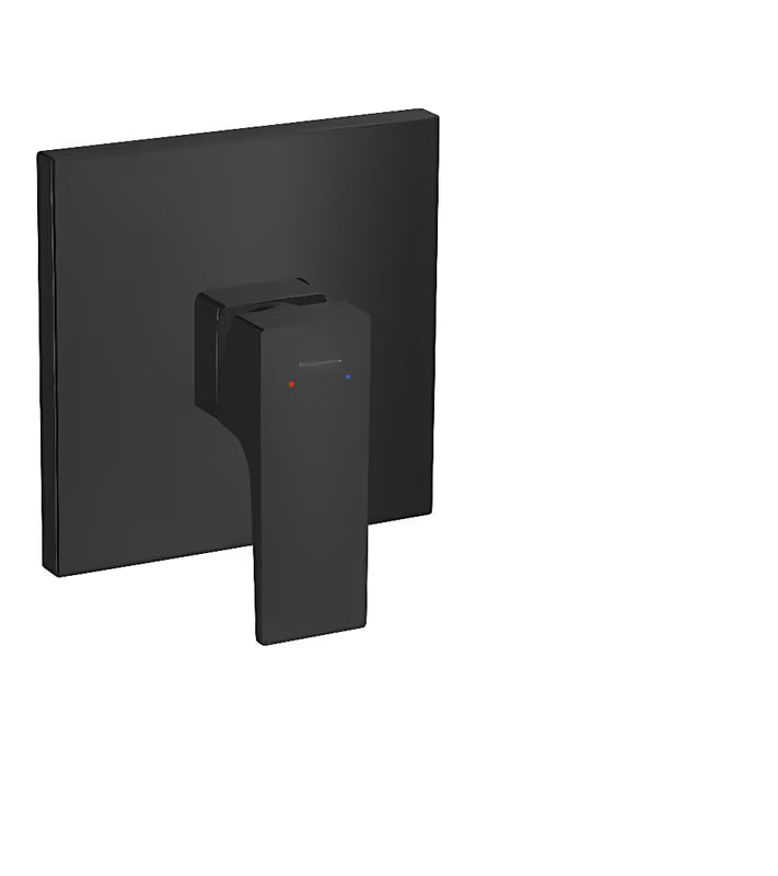 Podžbukna jednoručna baterija miješalica za tuš Hansgrohe Metropol u mat crnoj boji s četvrtastim dizajnom.