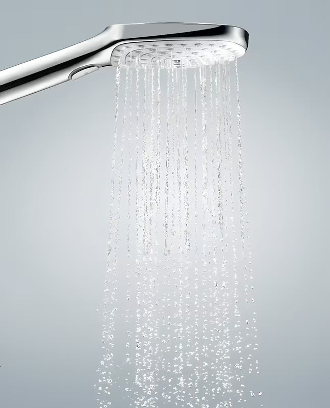 Ručni tuš Hansgrohe Raindance Select E bijela/krom s tipkom Select s tri mlaza