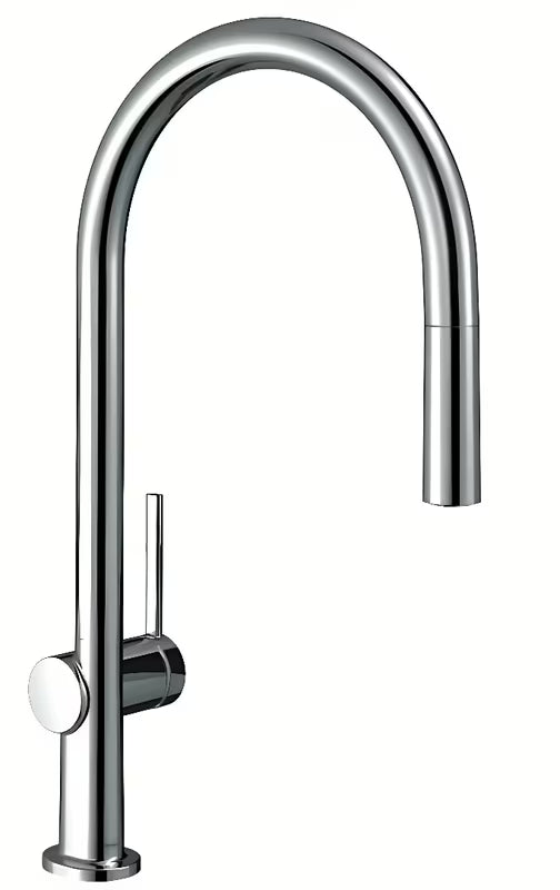 Kromirana miješalica za sudoper Hansgrohe Talis s visokim lučnim izljevom i izvlačnim tušem