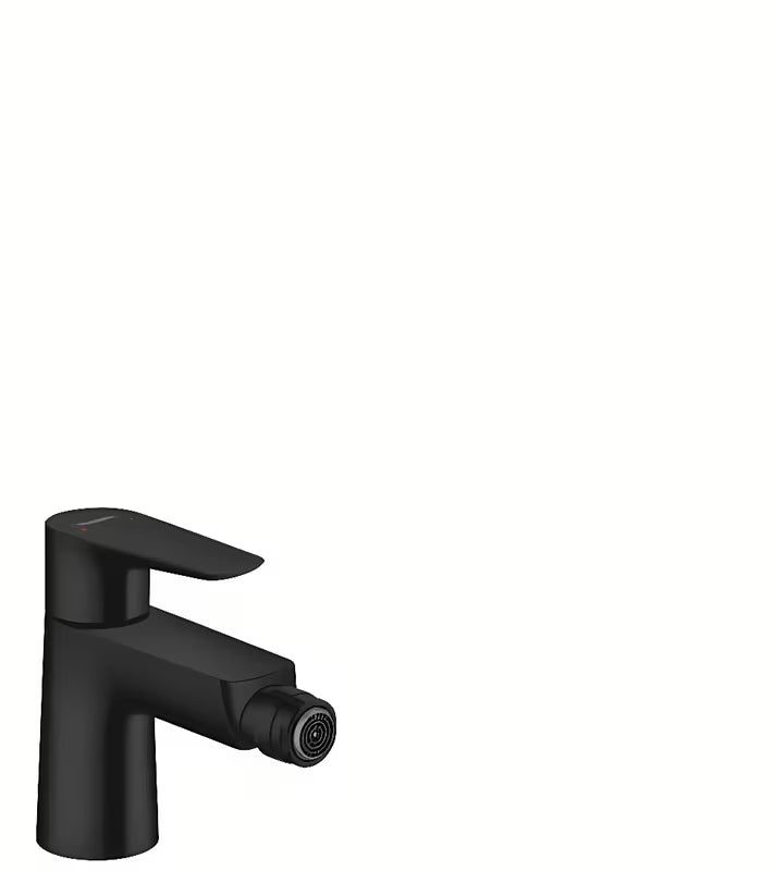 Mat crna jednoručna baterija miješalica za bide Hansgrohe Talis E s odvodom s pomičnim perlatorom