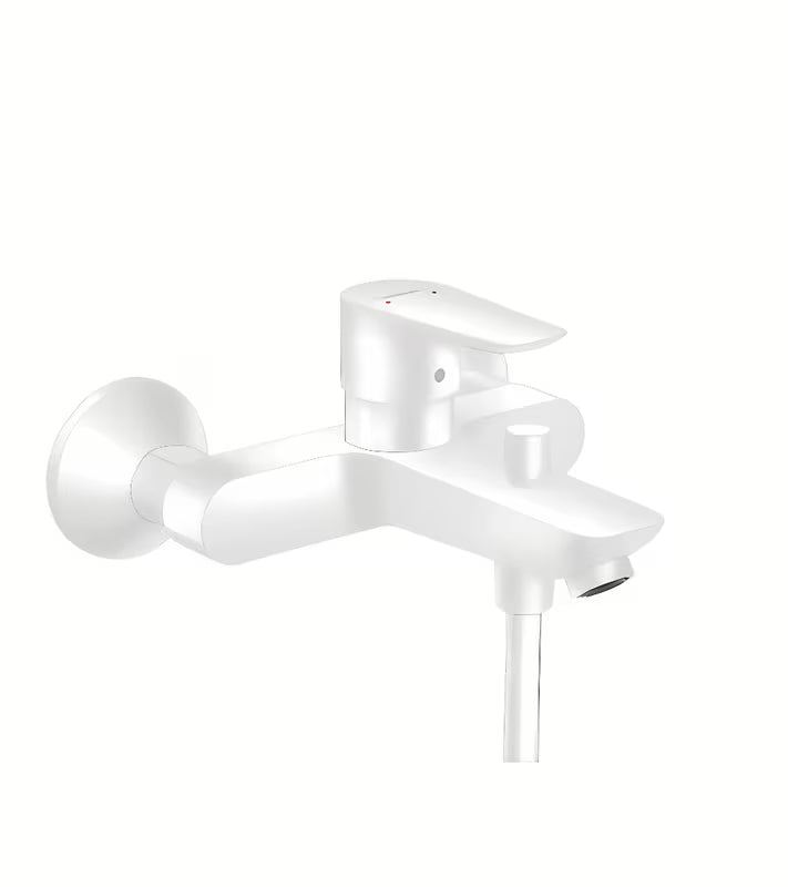 Hansgrohe Talis E zidna miješalica za kadu u mat bijeloj boji s ručicom i preusmjerivačem na tuš