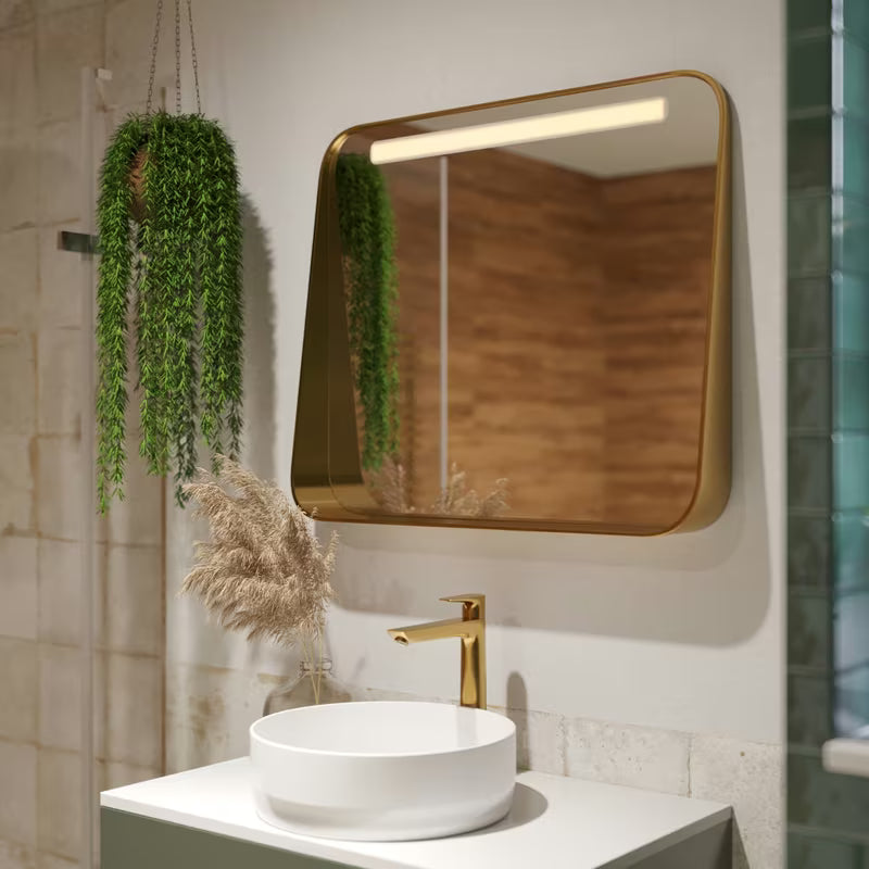 Visoka miješalica za Umivaonik Hansgrohe Talis E u završnoj obradi Cool Sunrise u izgledu poliranog zlata s odvodom