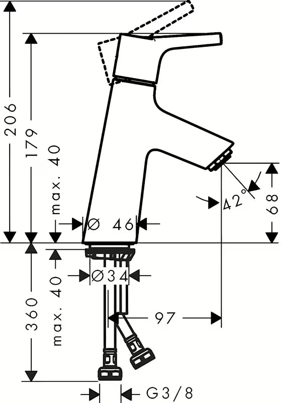 Kromirana jednoručna baterija miješalica za umivaonik Hansgrohe Talis S bez odvoda