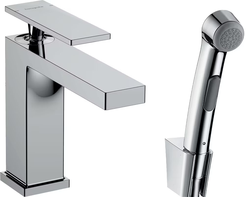 Kromirana miješalica za umivaonik hansgrohe Tecturis E s bidet ručnim tušem i crijevom