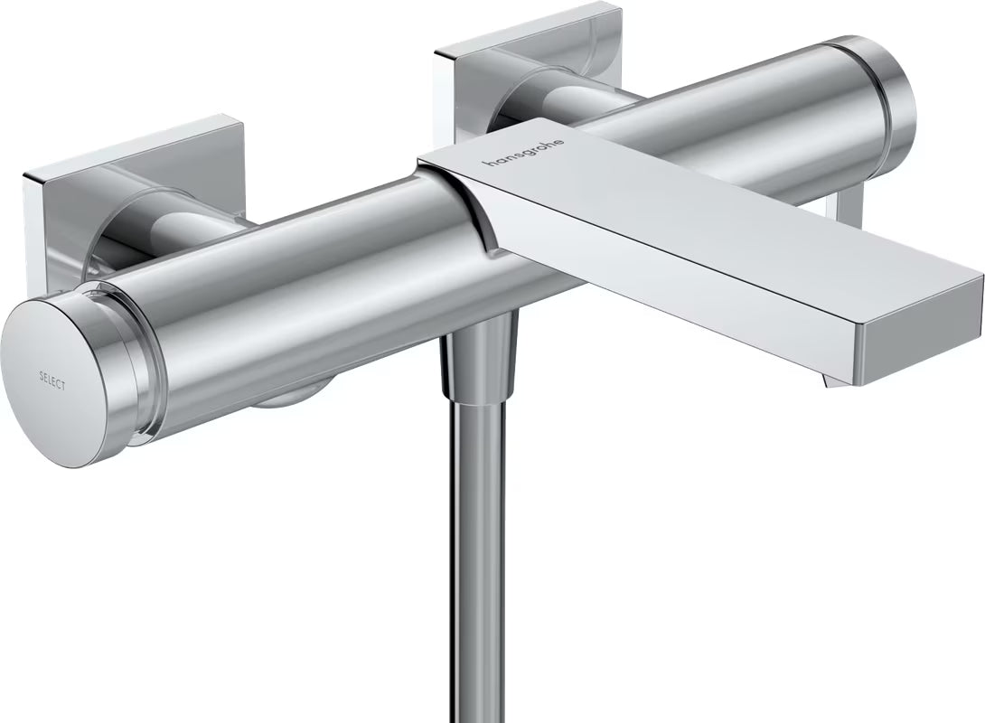 Zidna jednoručna baterija miješalica za kadu Hansgrohe Tecturis E u krom izvedbi s tipkom Select