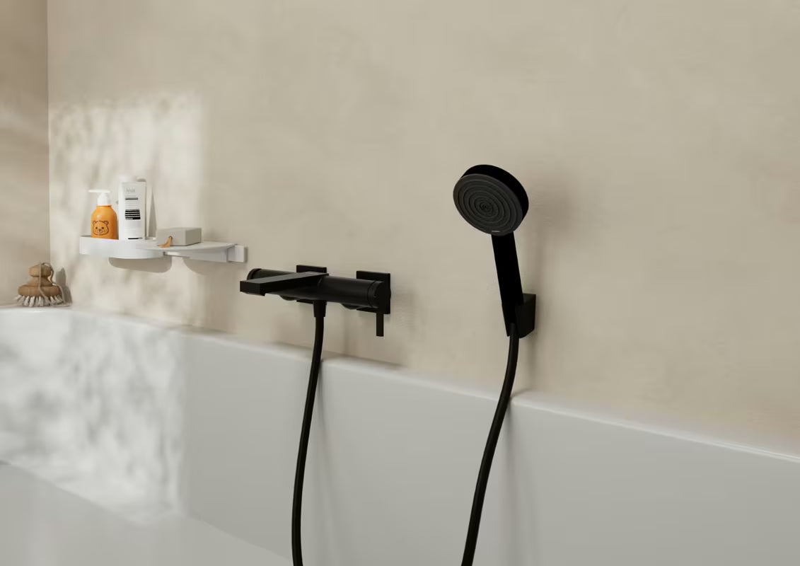 Hansgrohe Tecturis E jednoručna baterija zidna miješalica za kadu u mat crnoj s tipkom Select
