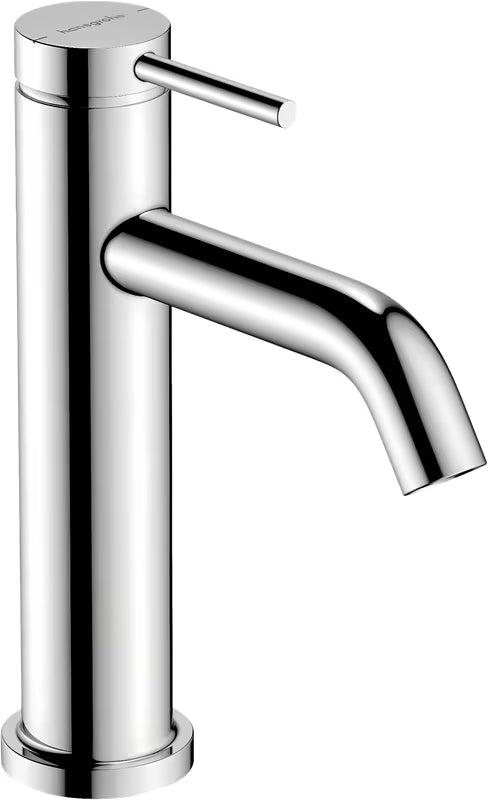 Kromirana jednoručna baterija miješalica za umivaonik Hansgrohe Tecturis S 110 s odvodom s tehnologijama za uštedu vode EcoSmart+ i AirPower.