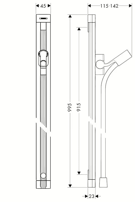 Hansgrohe Unica tuš šipka u krom izvedbi s podesivim držačem i crijevom za tuš