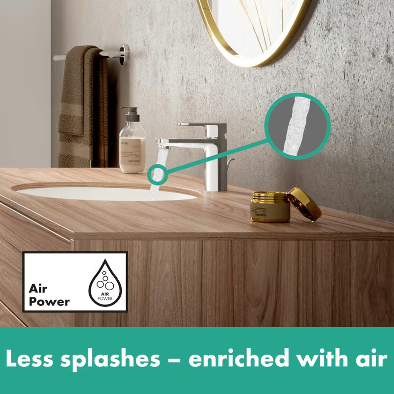 Kromirana jednoručna baterija miješalica za umivaonik hansgrohe Vernis Blend s odvodom s poteznim ispustom