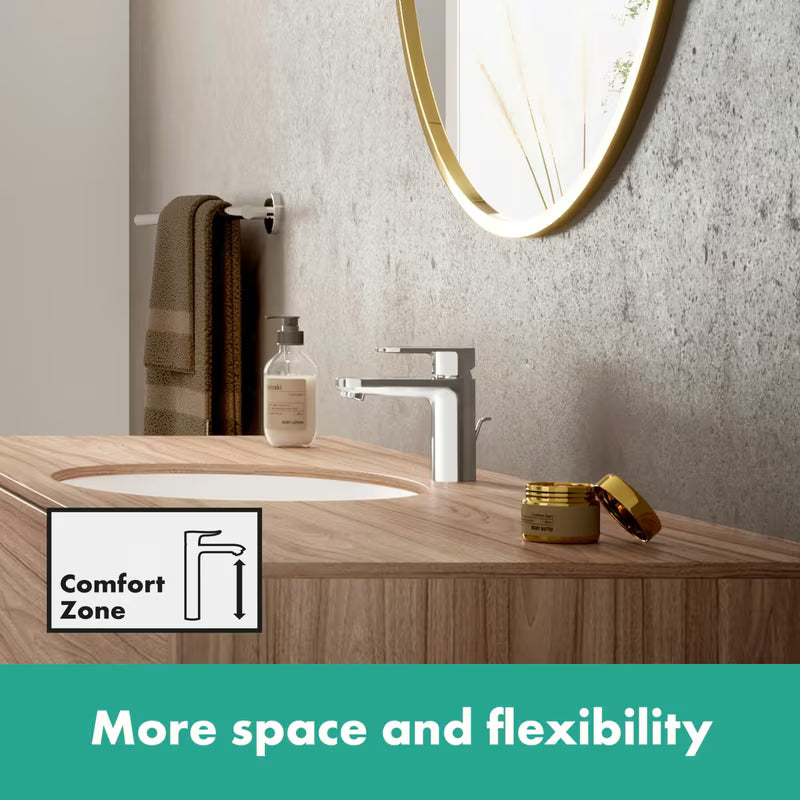 Kromirana jednoručna baterija miješalica za umivaonik hansgrohe Vernis Blend s odvodom s poteznim ispustom