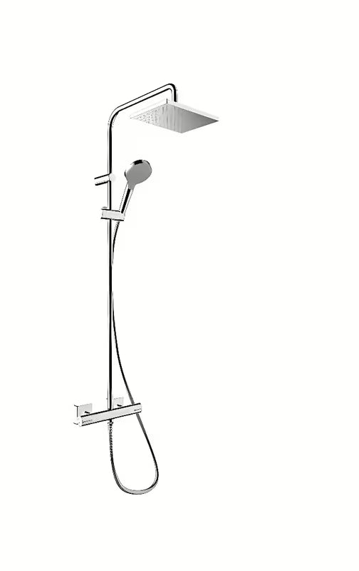 Hansgrohe Vernis Shape tuš sustav s termostatskom miješalicom u kromu s nadglavnim i ručnim tušem