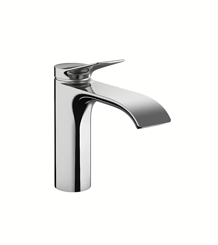 Kromirana jednoručna baterija miješalica za umivaonik Hansgrohe Vivenis 110 s odvodom s podizačem i širokim mlazom WaterfallStream.
