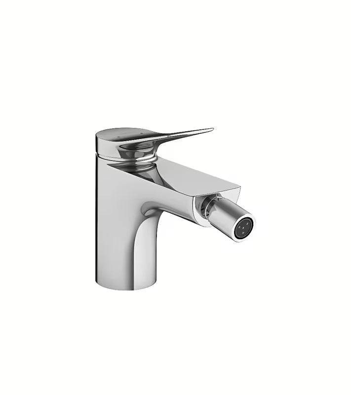 Kromirani jednoručna baterija miješalica za bide Hansgrohe Vivenis s odvodom i zakretnim izljevom.