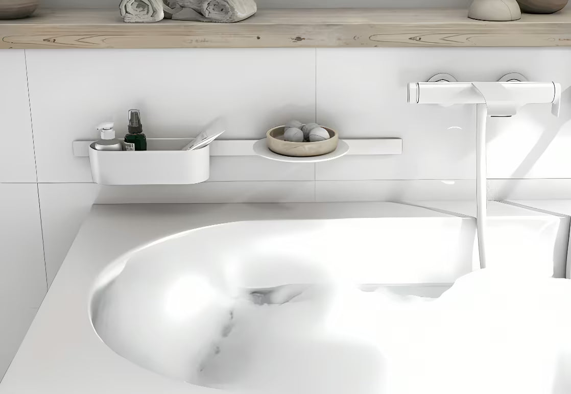 Hansgrohe wallstoris set kupaonskih dodataka za kadu u mat bijeloj boji s montažom bez bušenja