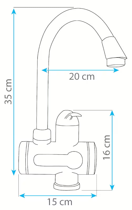 Homelife Digiterm kromirana miješalica za sudoper s električnim protočnim grijačem i LED zaslonom temperature