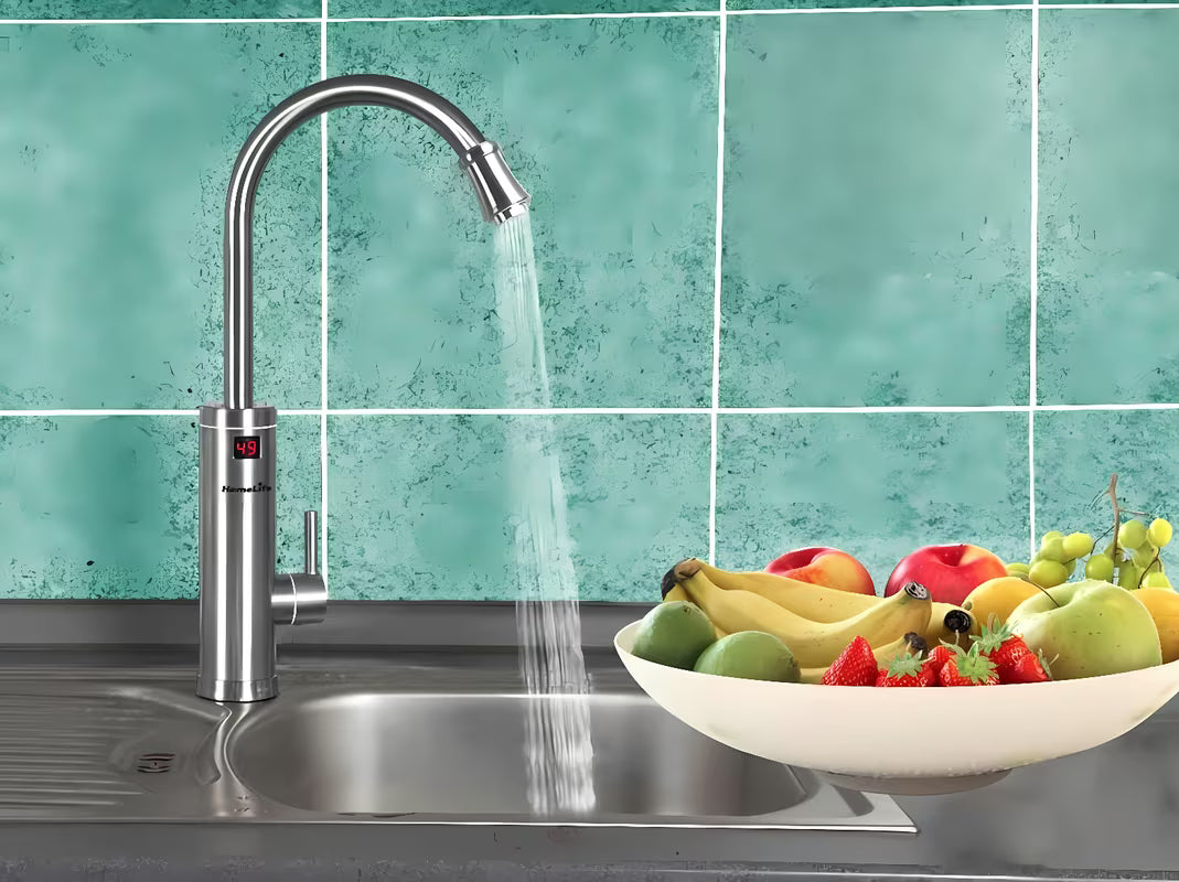 Nehrđajuća miješalica za sudoper Homelife Inox Digital s električnim grijanjem vode i zaslonom temperature