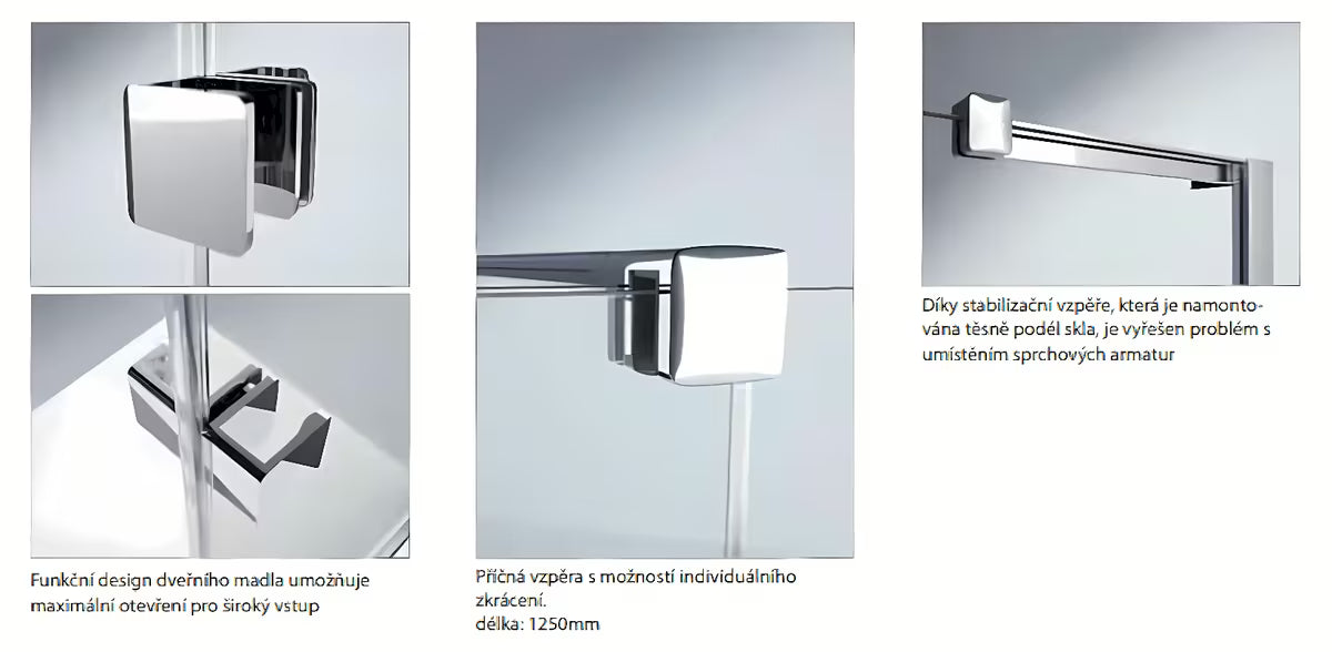 Tuš stijena Walk-In Hüppe Xtensa pure 140 cm u sjajnom kromu s prozirnim staklom i kliznim otvaranjem.