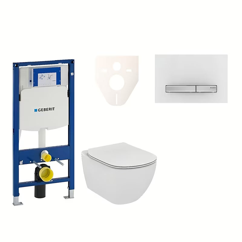 Viseći WC set Ideal Standard Tesi s modulom Geberit Duofix i tipkom Sigma 50 u alpsko bijeloj boji