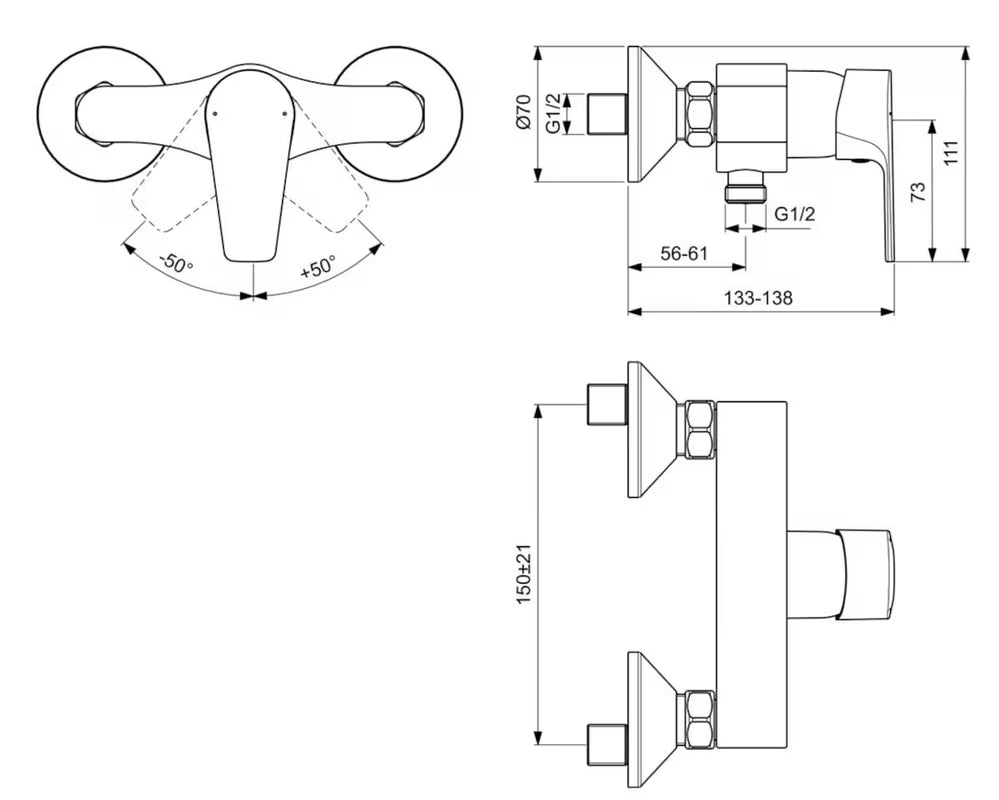 Miješalica za Tuš Ideal Standard Esla u krom izvedbi s elegantnim dizajnom