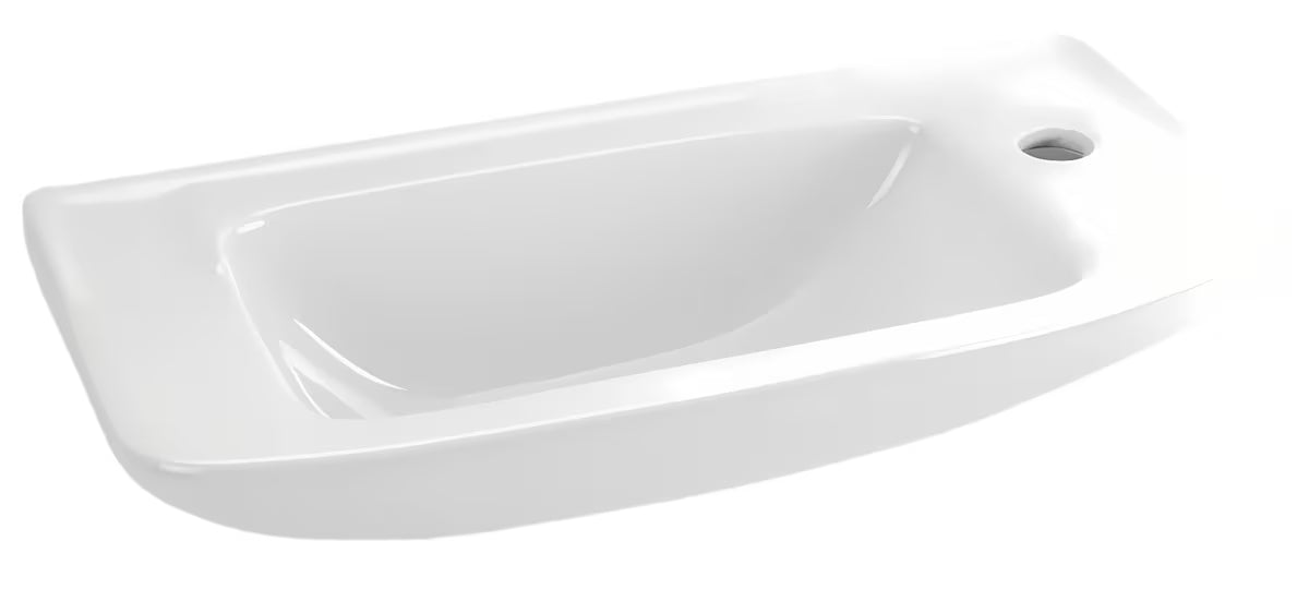 Bijeli mali umivaonik Ideal Standard Eurovit 50 x 23,5 cm s bočnim otvorom za pro slavinu desno.