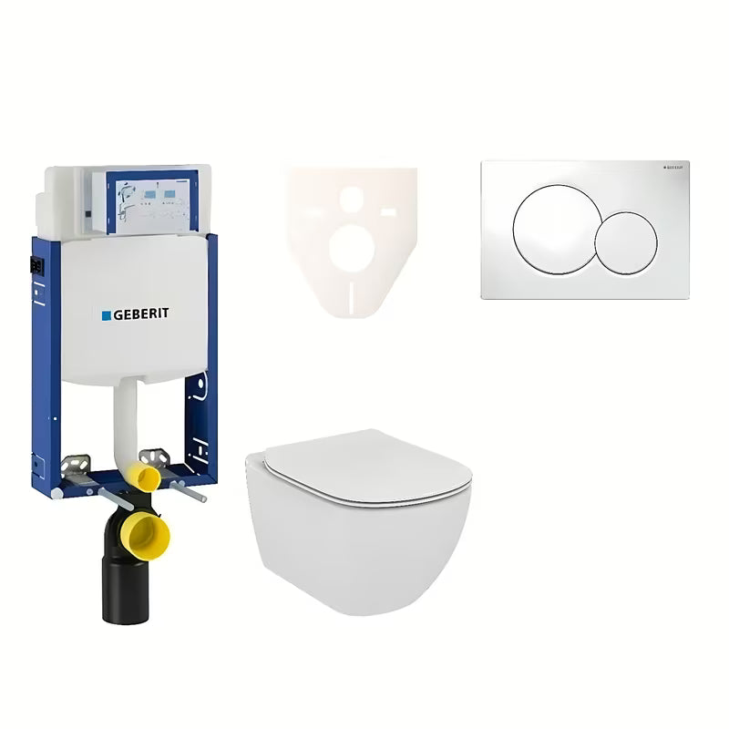 Viseći WC set Ideal Standard Tesi s modulom Geberit Kombifix i tipkom Sigma 01 u bijeloj boji