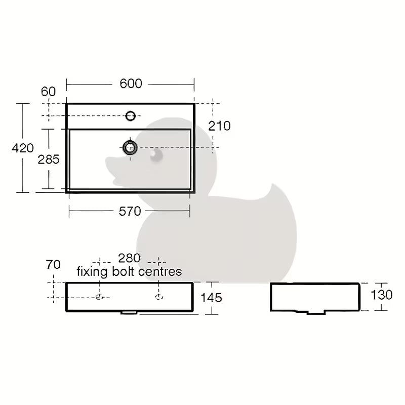 Ideal Standard Strada viseće četvrtasti umivaonik u bijeloj boji s otvorom pro za slavinu u sredini