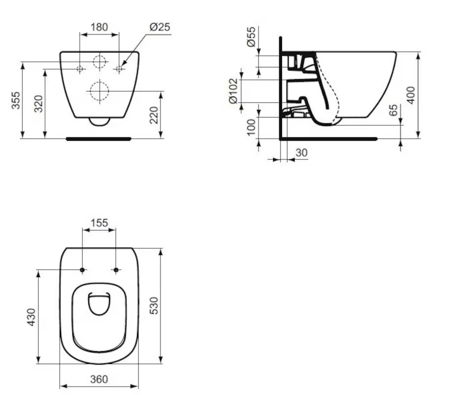 Bijeli viseća WC školjka Ideal Standard Tesi s tehnologijom AquaBlade i daskom sa soft Close